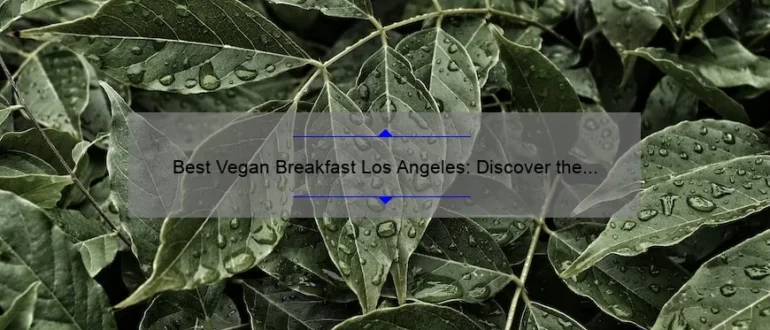 Best Vegan Breakfast Los Angeles: Discover the Top Plant-Based Morning Meals